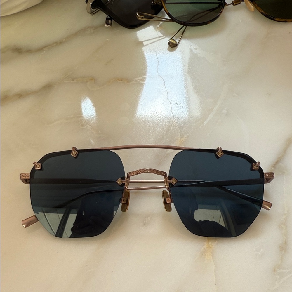 Women's Rimless Sunglasses with Black Lenses and Rose Gold Frame